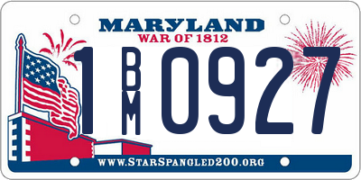 MD license plate 1BM0927