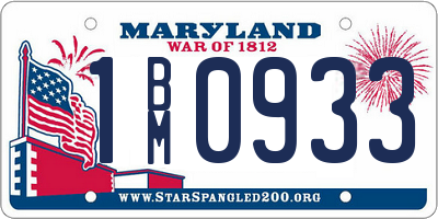 MD license plate 1BM0933