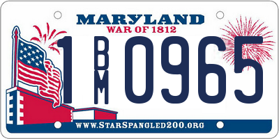 MD license plate 1BM0965