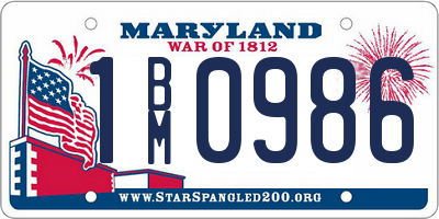 MD license plate 1BM0986