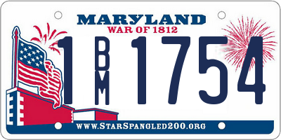 MD license plate 1BM1754