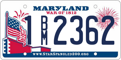MD license plate 1BM2362