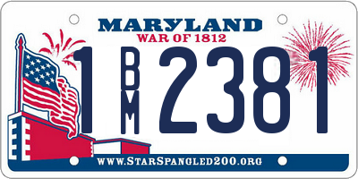 MD license plate 1BM2381