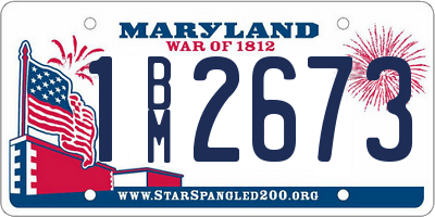MD license plate 1BM2673