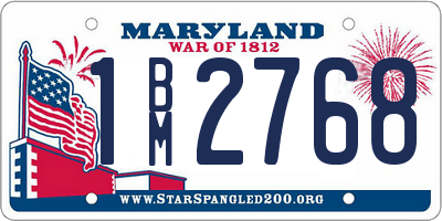MD license plate 1BM2768