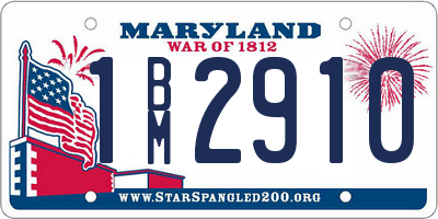 MD license plate 1BM2910