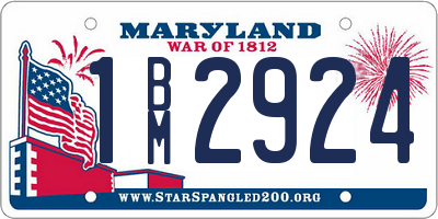 MD license plate 1BM2924