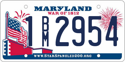 MD license plate 1BM2954