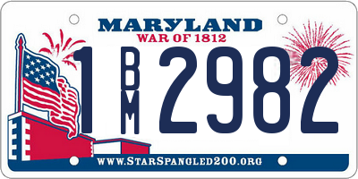 MD license plate 1BM2982