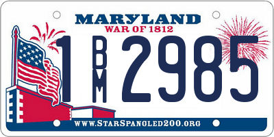 MD license plate 1BM2985