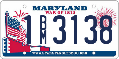 MD license plate 1BM3138