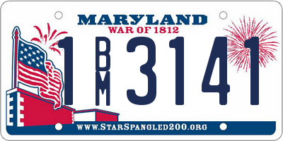 MD license plate 1BM3141