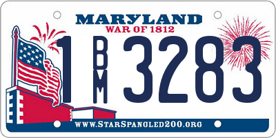 MD license plate 1BM3283
