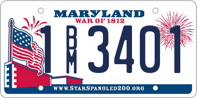 MD license plate 1BM3401