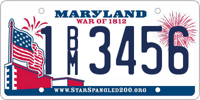MD license plate 1BM3456