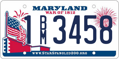 MD license plate 1BM3458