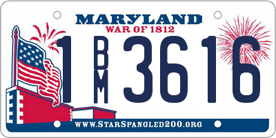 MD license plate 1BM3616