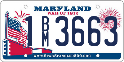 MD license plate 1BM3663