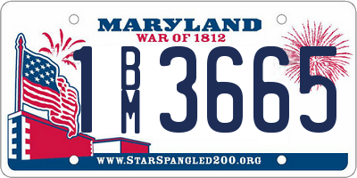 MD license plate 1BM3665