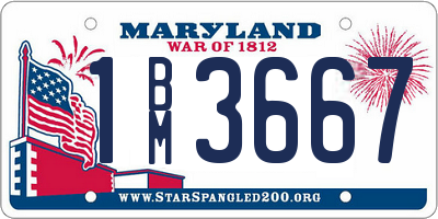 MD license plate 1BM3667