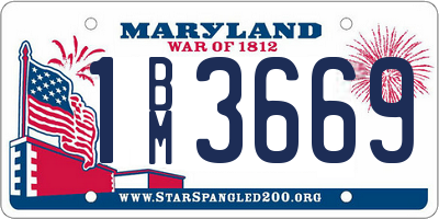 MD license plate 1BM3669