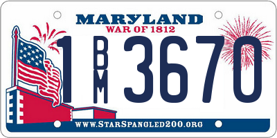 MD license plate 1BM3670