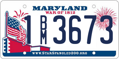 MD license plate 1BM3673