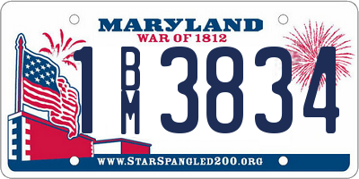 MD license plate 1BM3834