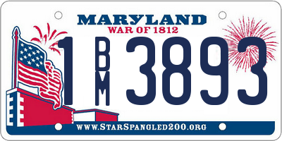 MD license plate 1BM3893
