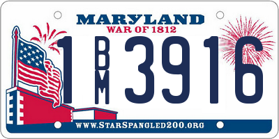 MD license plate 1BM3916