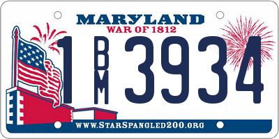 MD license plate 1BM3934
