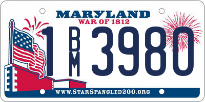 MD license plate 1BM3980