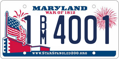 MD license plate 1BM4001