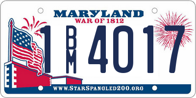 MD license plate 1BM4017