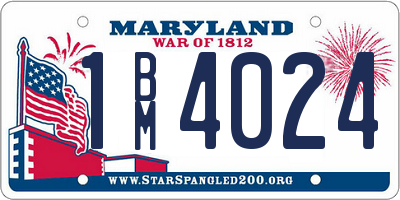 MD license plate 1BM4024