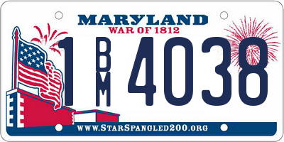MD license plate 1BM4038
