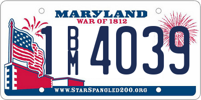 MD license plate 1BM4039