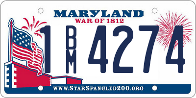 MD license plate 1BM4274