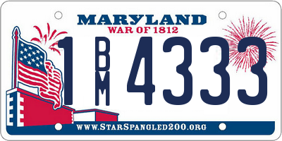 MD license plate 1BM4333