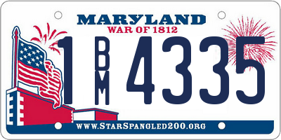 MD license plate 1BM4335