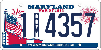 MD license plate 1BM4357