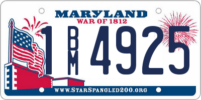 MD license plate 1BM4925