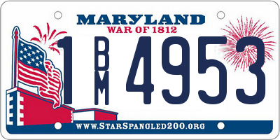MD license plate 1BM4953