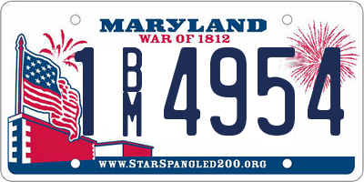 MD license plate 1BM4954