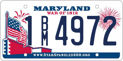 MD license plate 1BM4972