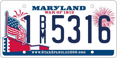 MD license plate 1BM5316