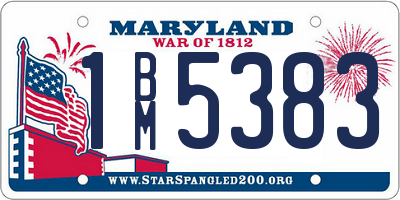 MD license plate 1BM5383