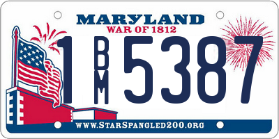 MD license plate 1BM5387