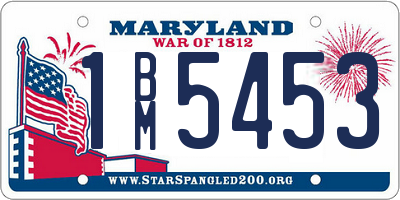 MD license plate 1BM5453