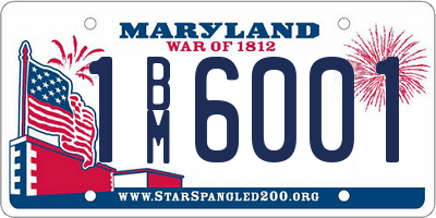 MD license plate 1BM6001